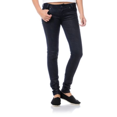 Almost Famous Corrie Navy Blue Animal Print Skinny Jeans
