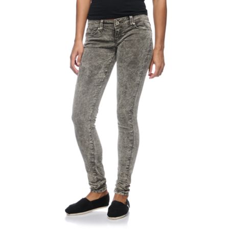 Almost Famous Andrea Grey Acid Wash Skinny Corduroy Pants