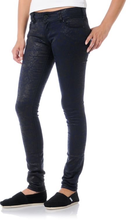 Almost Famous Trisha Blue & Black Print Jeggings