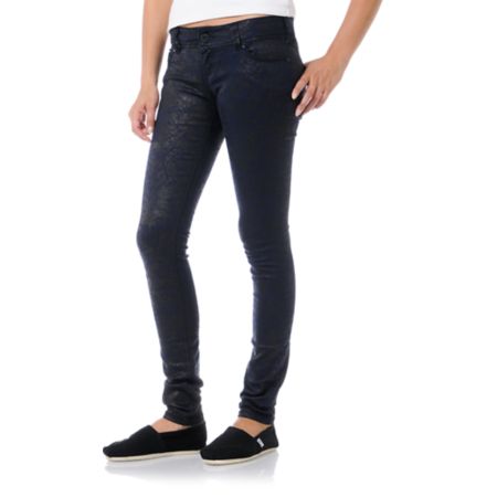 Almost Famous Trisha Blue & Black Print Jeggings
