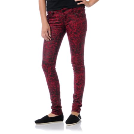Almost Famous Trisha Red & Black Print Jeggings