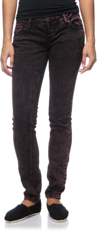 Almost Famous Terry Red Acid Wash Skinny Jeans
