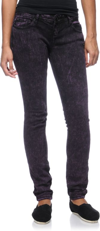 Almost Famous Terry Purple Acid Wash Skinny Jeans