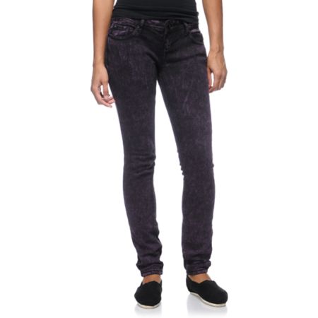 Almost Famous Terry Purple Acid Wash Skinny Jeans