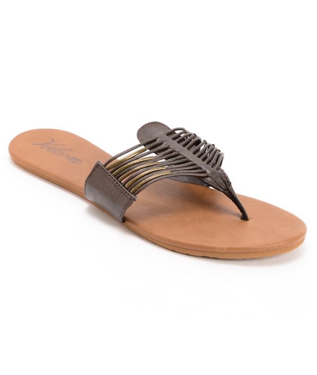 Volcom Girls Required Brown & Gold Sandals