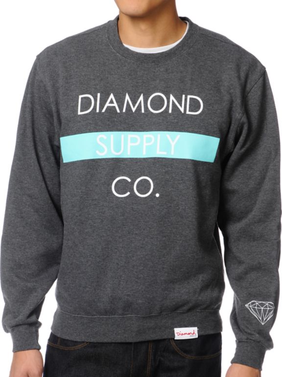 Diamond Supply Co. Bar Charcoal Crew Neck Sweatshirt