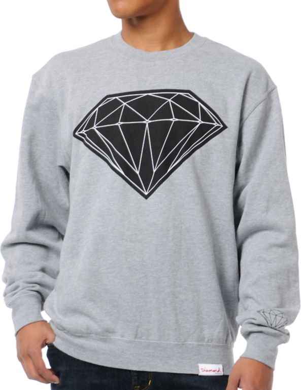 Diamond Supply Big Brilliant Grey Crew Neck Sweatshirt