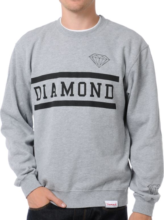 Diamond Supply Collegiate Heather Grey Crew Neck Sweatshirt