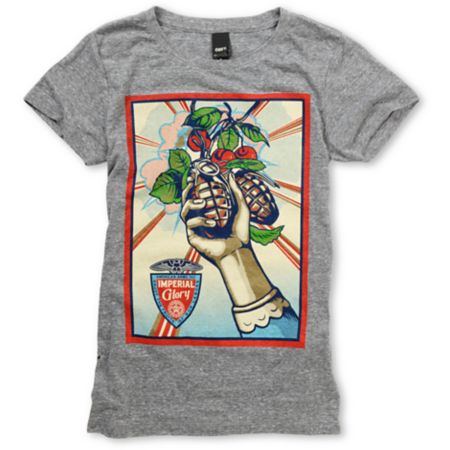 Obey Girls Grenade Grey Tee Shirt