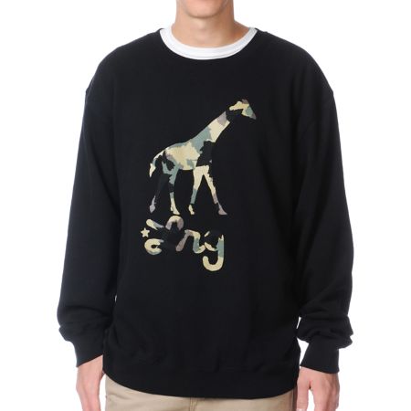 LRG Camo Giraffe Black Crew Neck Sweatshirt