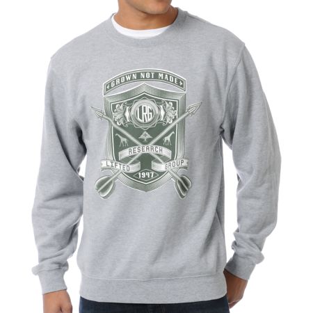 LRG Shield With Arrows Heather Grey Crew Neck Sweatshirt