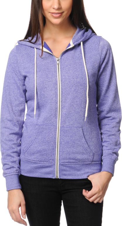 Zine Girls Deep Blue Lavender Purple Zip Up Hoodie