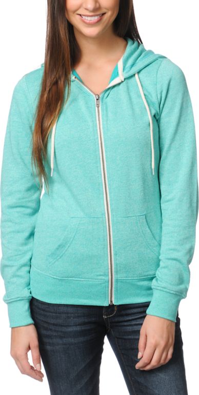 Zine Girls Spectra Green Patina Zip Up Hoodie