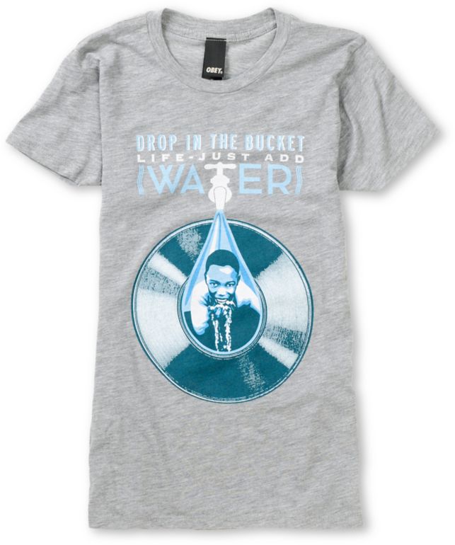 Obey Drop In The Bucket Heather Grey Tee Shirt