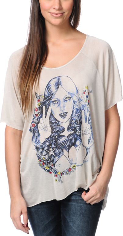 Obey Flower Girl Martine Johanna Grey Harmony Top
