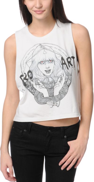 Obey Pro Art Martine Johanna Crop Cut Off Tank Top