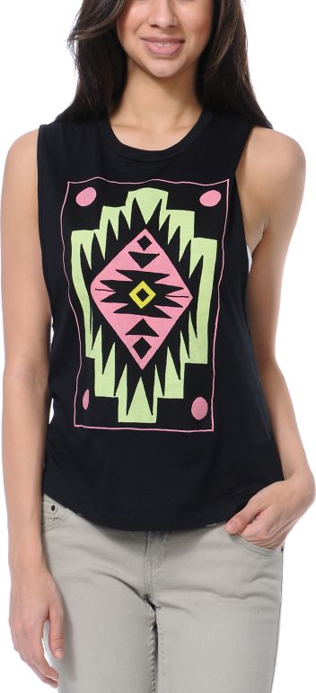 Glamour Kills Ornamental Black Cut-Off Tank Top