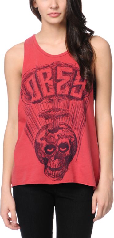 Obey Facing Dynamite Red Open Back Tank Top