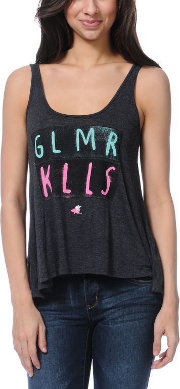 Glamour Kills Venice Logo Charcoal Tank Top