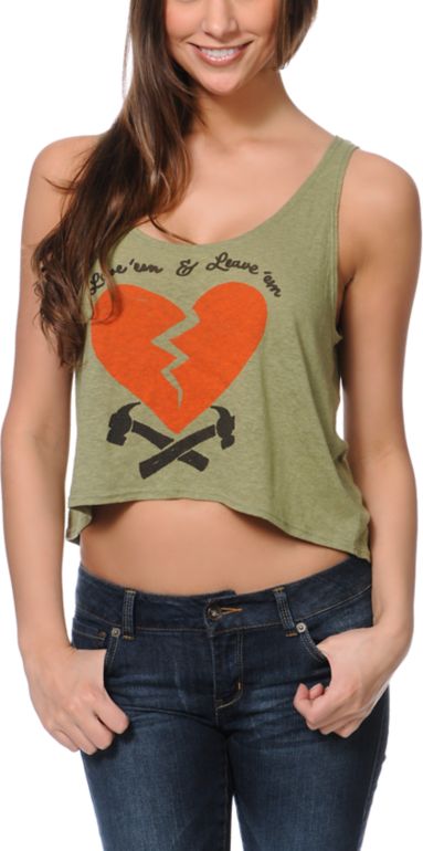 Obey Heartbreakers Green Breakup Crop Tank Top
