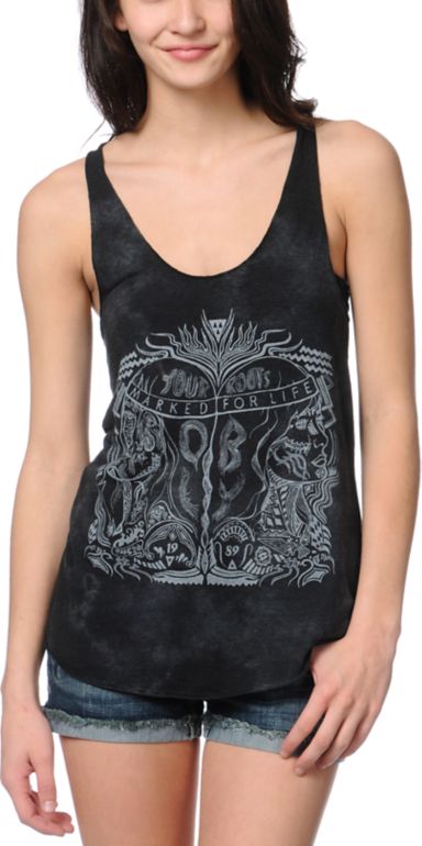 Obey Marked For Life Black Tie Dye Tank Top