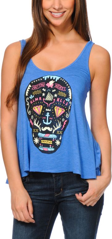 Glamour Kills Day Of The Living Blue Tank Top