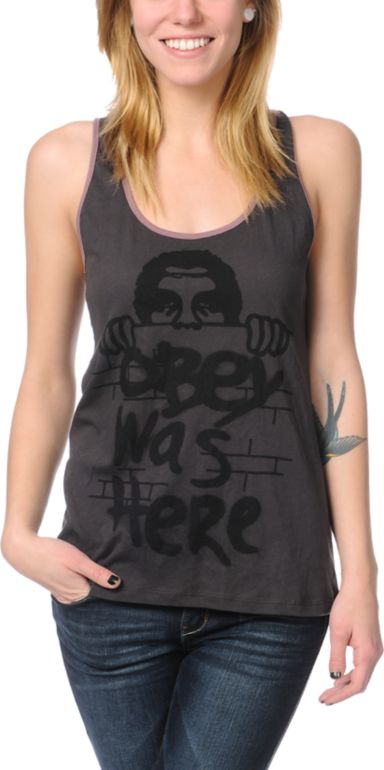 Obey Was Here Charcoal Rookie Tank Top
