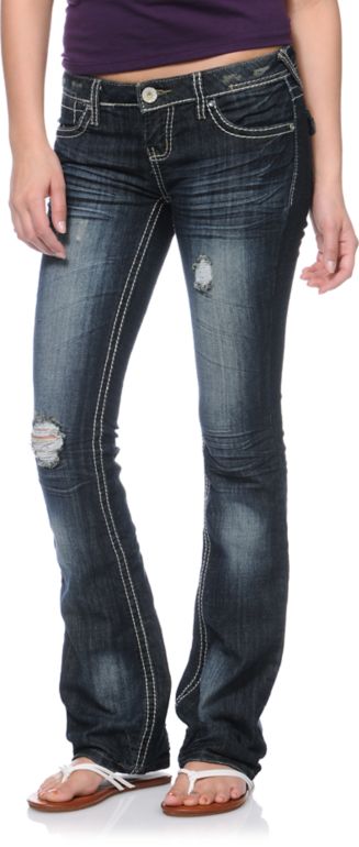 Almost Famous Macy Dark Indigo Bootcut Jeans