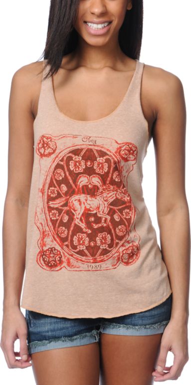 Obey Buckle Up Heather Khaki Racerback Tank Top