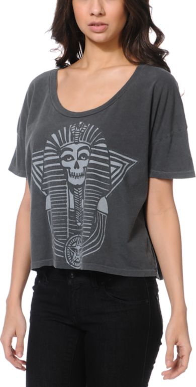 Obey New Kingdom Charcoal Vintage Crop Top