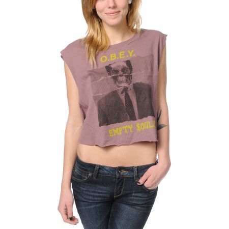 Obey Empty Souls Mauve Voodoo Crop Tee Shirt