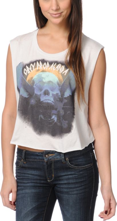 Obey Ride The Winds Natural White Voodoo Crop Tee Shirt