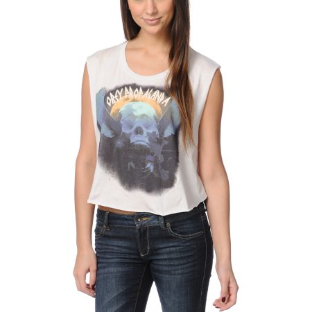 Obey Ride The Winds Natural White Voodoo Crop Tee Shirt
