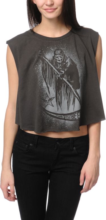 Obey Reap Reap Charcoal Voodoo Crop Tee Shirt