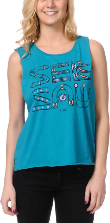 Insight See Saw Turquoise Muscle Tank Top