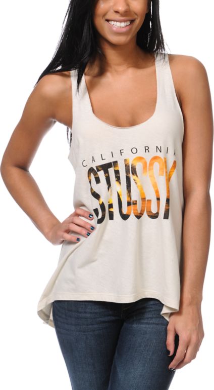 Stussy Girls Cali Bias Natural Racerback Tank Top