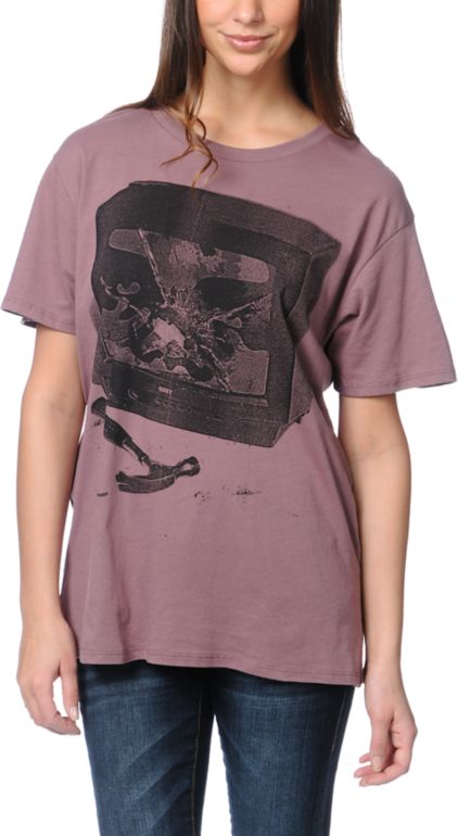 Obey Idiot Box Purple Tomboy Tee Shirt