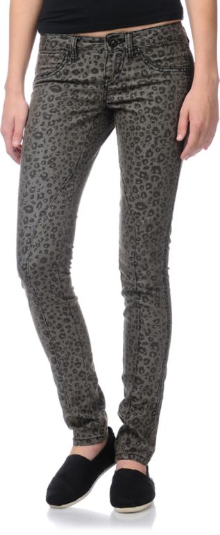 Volcom Girls Pistol Animal Print Skinny Jeans