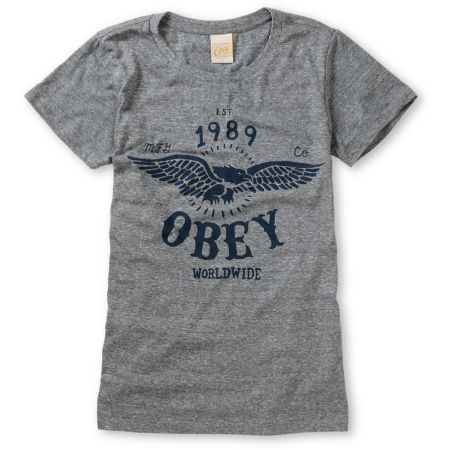 Obey Eagle Club Heather Grey Tri-Blend Tee Shirt
