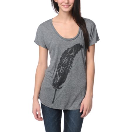 Obey Light As A Feather Heather Grey Mock Twist Tee Shirt