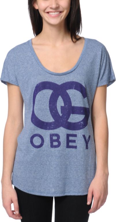 Obey OG Forever Heather Blue Mock Twist Tee Shirt