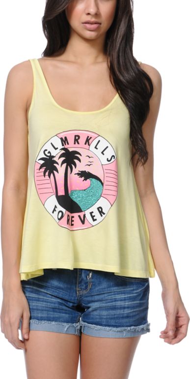 Glamour Kills Vacation Forever Yellow Tank Top