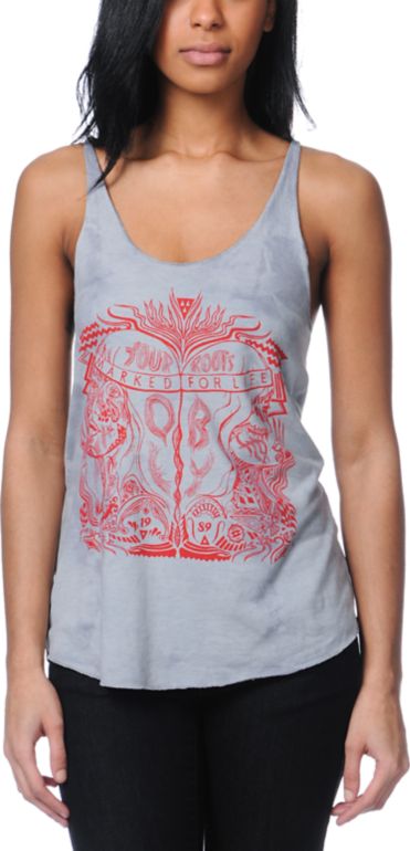 Obey Marked For Life Grey Tie Dye Tank Top
