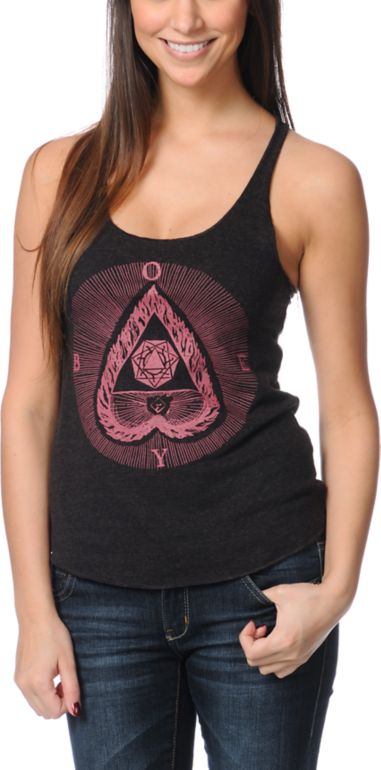 Obey Dead Heart Heather Charcoal Racerback Tank Top