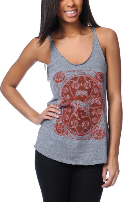 Obey Buckle Up Heather Grey Racerback Tank Top