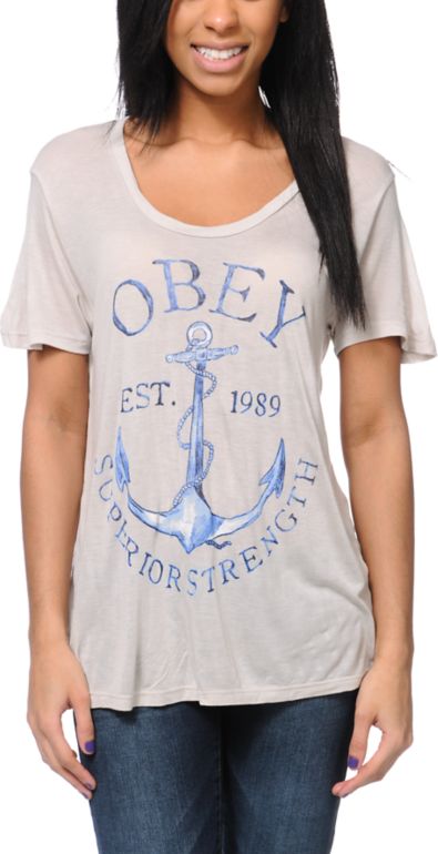 Obey Superior Strength Grey Beau Tee Shirt