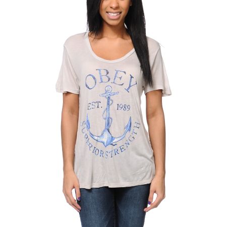 Obey Superior Strength Grey Beau Tee Shirt