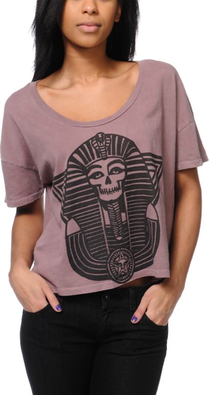 Obey New Kingdom Mauve Vintage Crop Tee Shirt