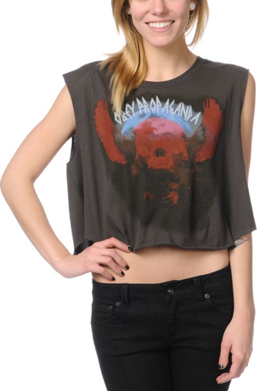 Obey Ride The Winds Charcoal Voodoo Crop Tee Shirt