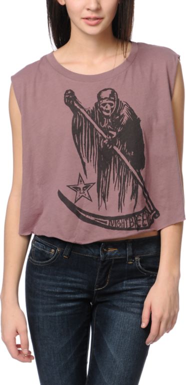 Obey Reap Reap Mauve Voodoo Crop Tee Shirt